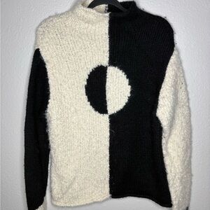 Rachel Antonoff Black and Cream Turtleneck Sweater